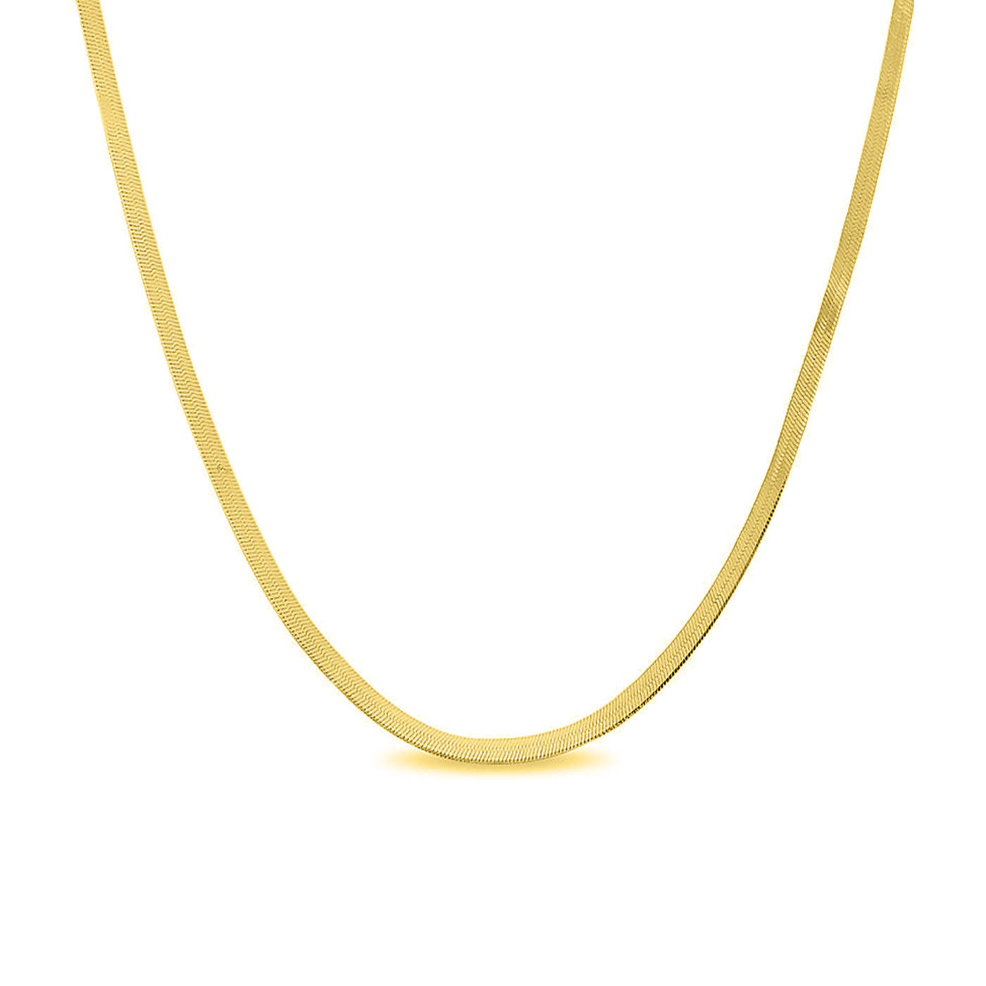 Sterling Silver Herringbone Chain Necklace in 18K Gold, Rose Gold, or Silver