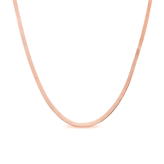 Sterling Silver Herringbone Chain Necklace in 18K Gold, Rose Gold, or Silver