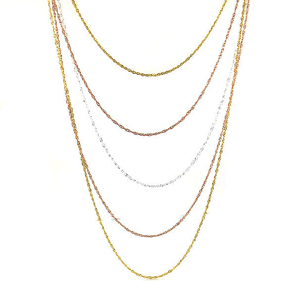 Sterling Silver Singapore Chain Necklace — Silver or Gold Plated