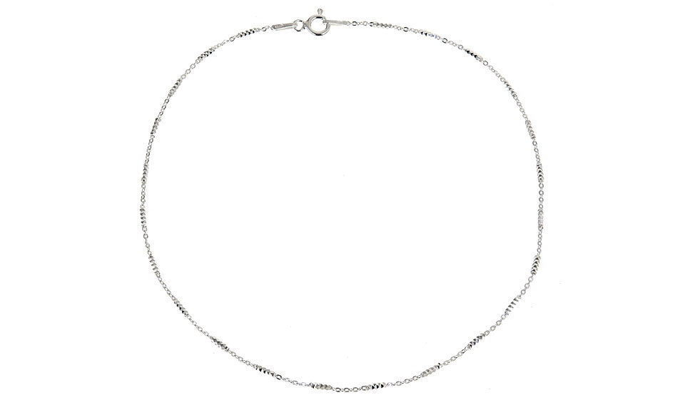 Italian Sterling Silver Diamond Cut Tube Anklet