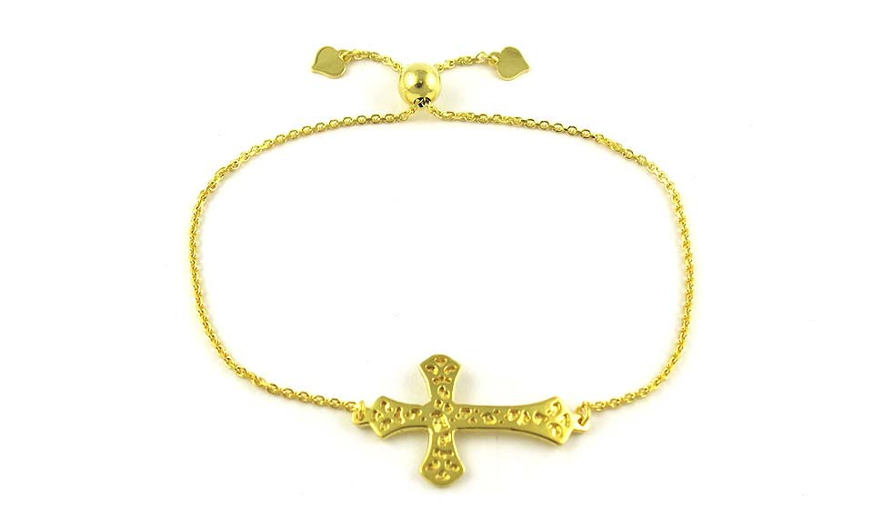 Italian Sterling Silver Adjustable Cross Bracelet