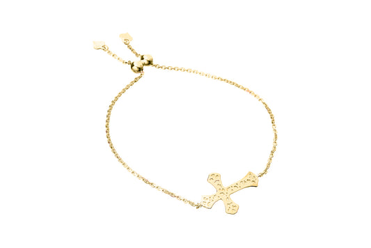 Italian Sterling Silver Adjustable Cross Bracelet