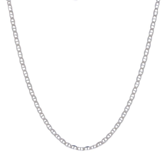 Flat Marina Chain Necklace in 18K Gold, Rose Gold, or Sterling Silver Finish