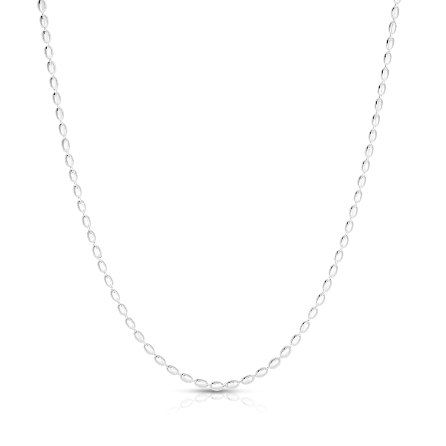 Sterling Silver Oval Bead Chain Necklace — Silver or Gold Plated