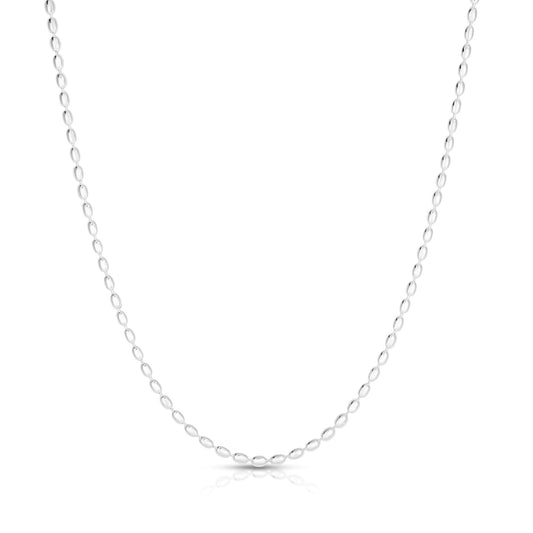 Sterling Silver Oval Bead Chain Necklace — Silver or Gold Plated
