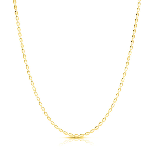 Sterling Silver Oval Bead Chain Necklace — Silver or Gold Plated