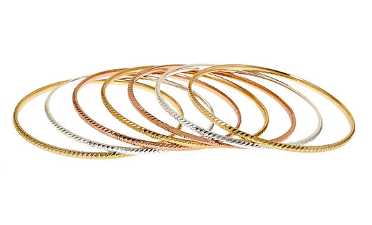 Set of 7 Stackable Bangle Bracelets – Mixed Metal Plated