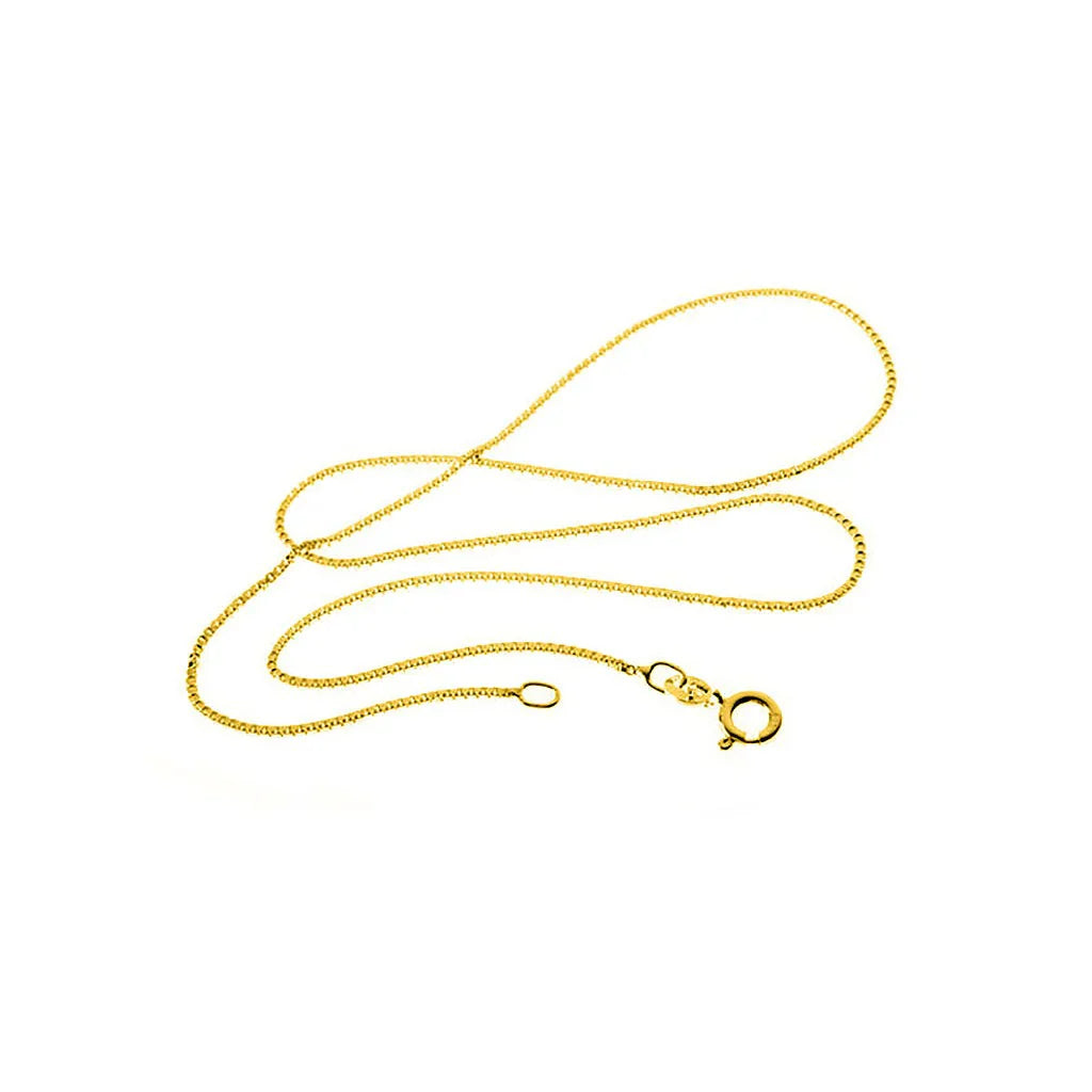 Sterling Silver Box Chain Necklace in Gold Finish – 1mm Width