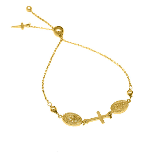 Italian Sterling Silver Adjustable Cross Faith Bracelet