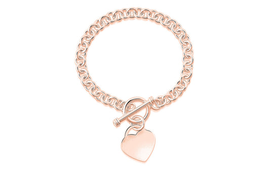 Sterling Silver Heart Charm Toggle Bracelet