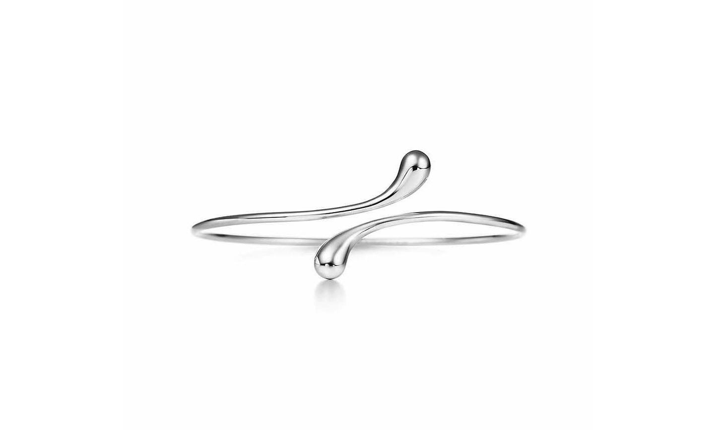 Sterling Silver Plated Bypass Teardrop Bangle – Gold or Rose Gold