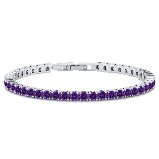 Round Cut Cubic Zirconia Tennis Bracelets — 10 Color Options