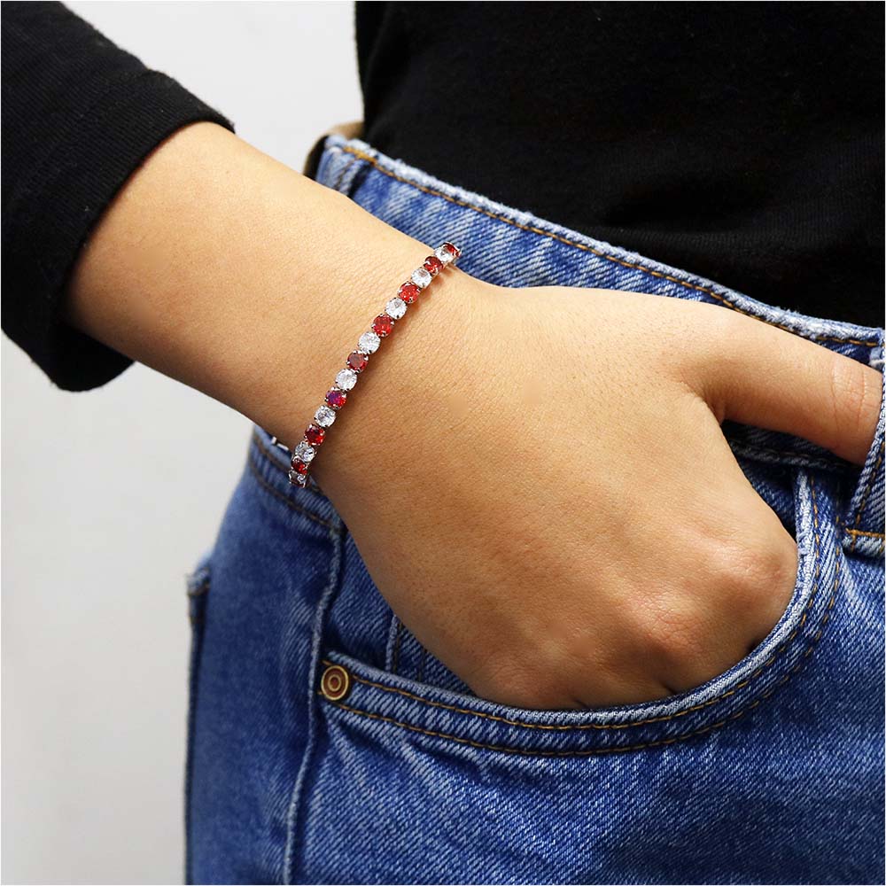 Round Cut Cubic Zirconia Tennis Bracelets — 10 Color Options