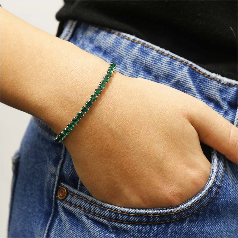 Round Cut Cubic Zirconia Tennis Bracelets — 10 Color Options
