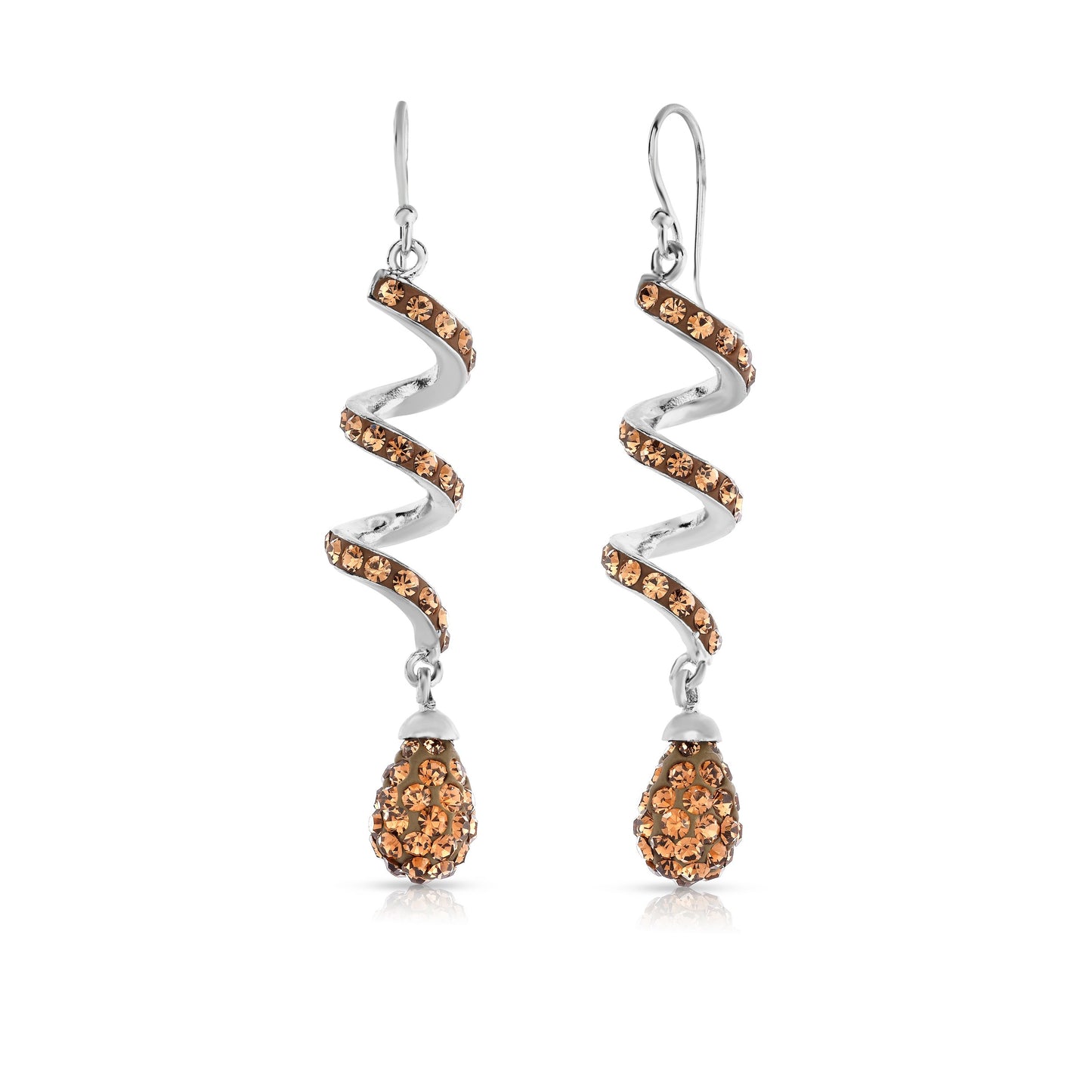 Spiral Crystal Drop Earrings