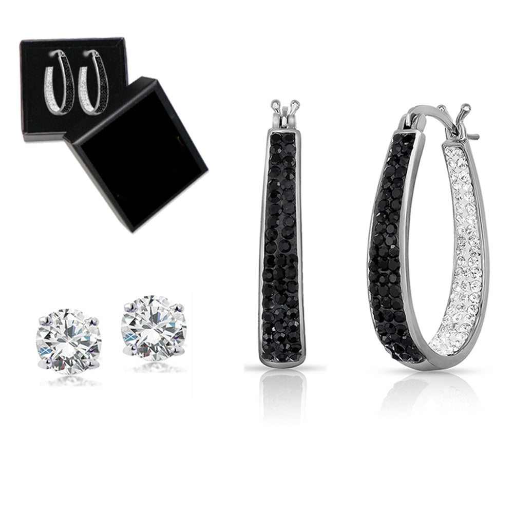 side Out Swarovski Crystal Hoop and Stud Set — Made With Swarovski Elements