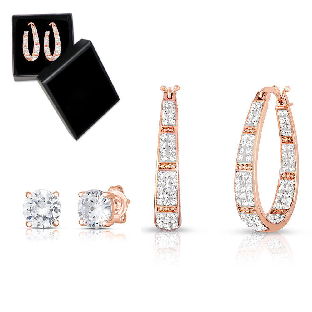 side Out Swarovski Crystal Hoop and Stud Set — Made With Swarovski Elements