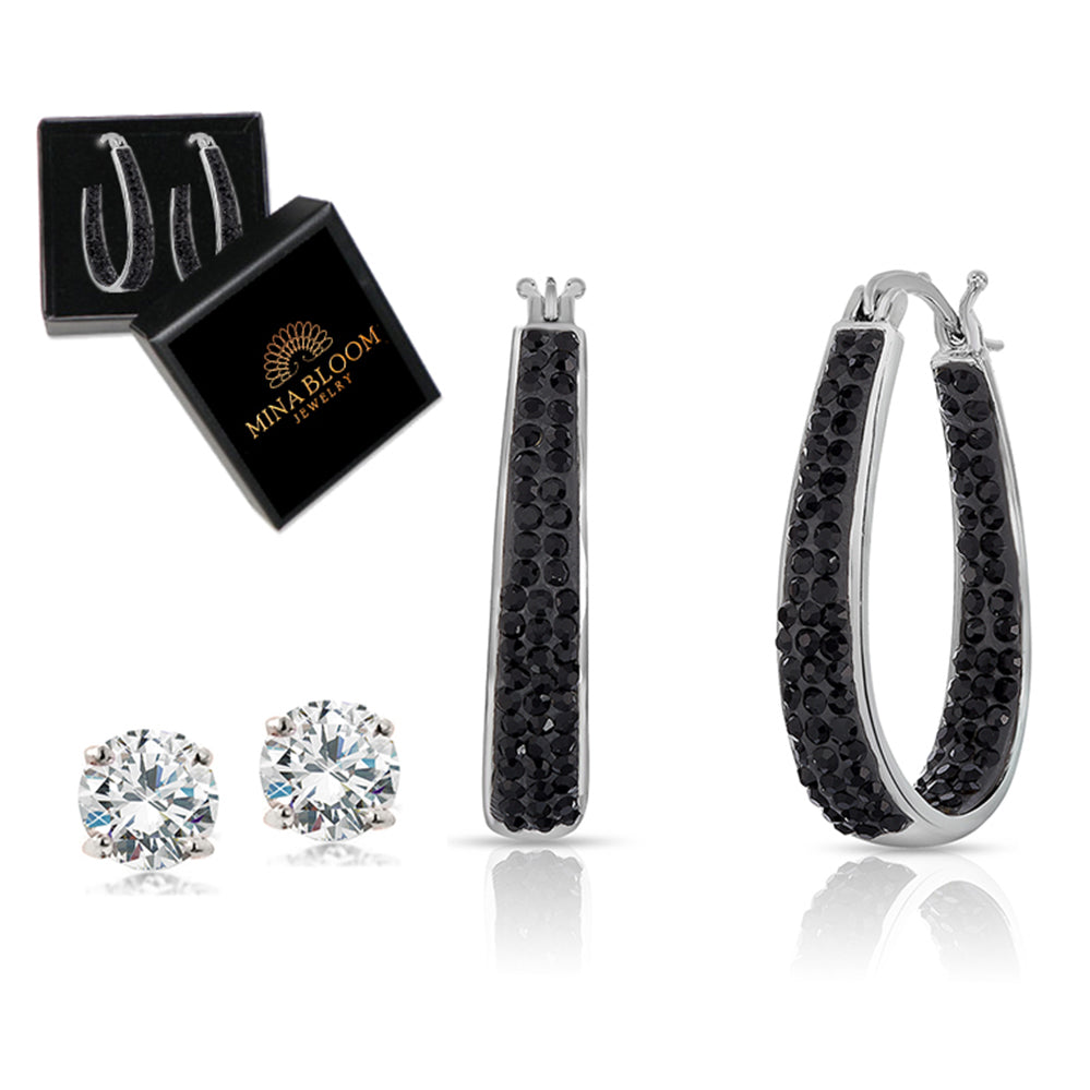 side Out Swarovski Crystal Hoop and Stud Set — Made With Swarovski Elements