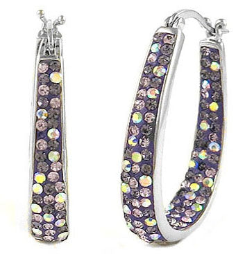 Graduated Aurora Borealis Crystal Hoop Earrings