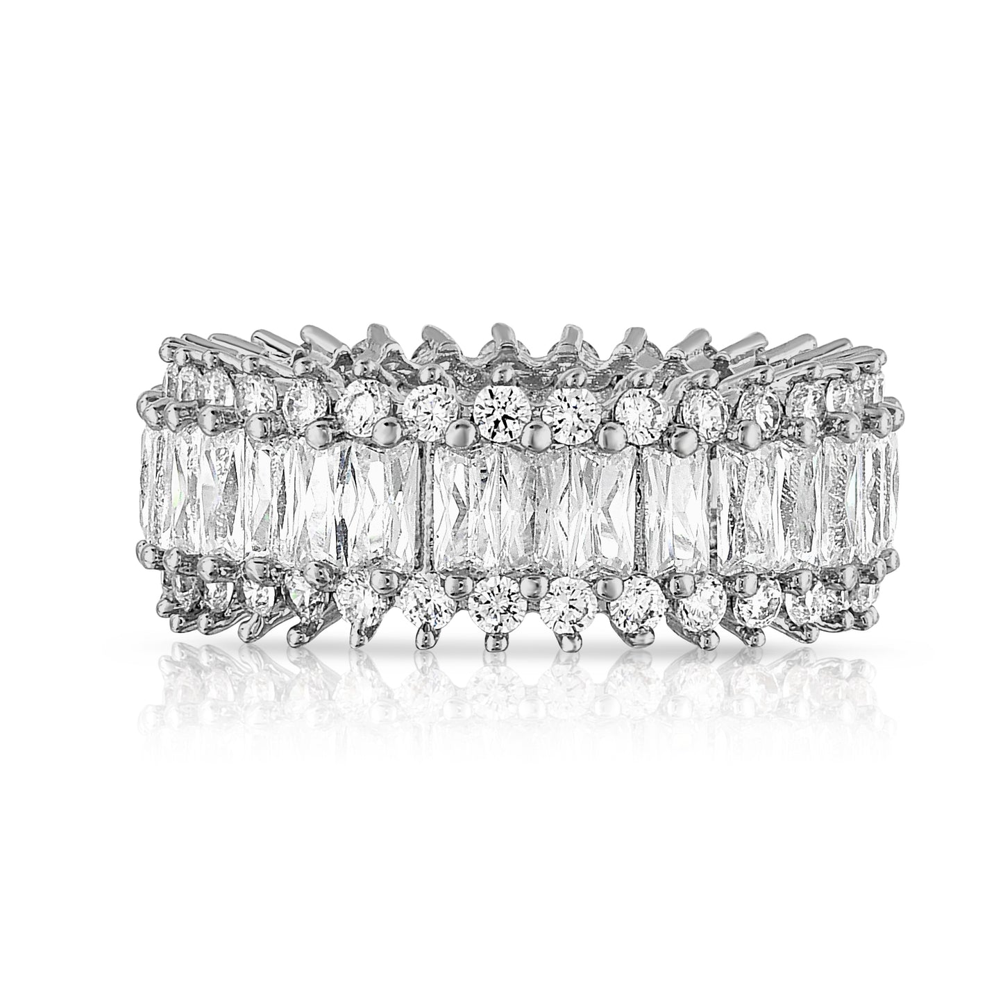 Emerald And Round Cut Eternity Band