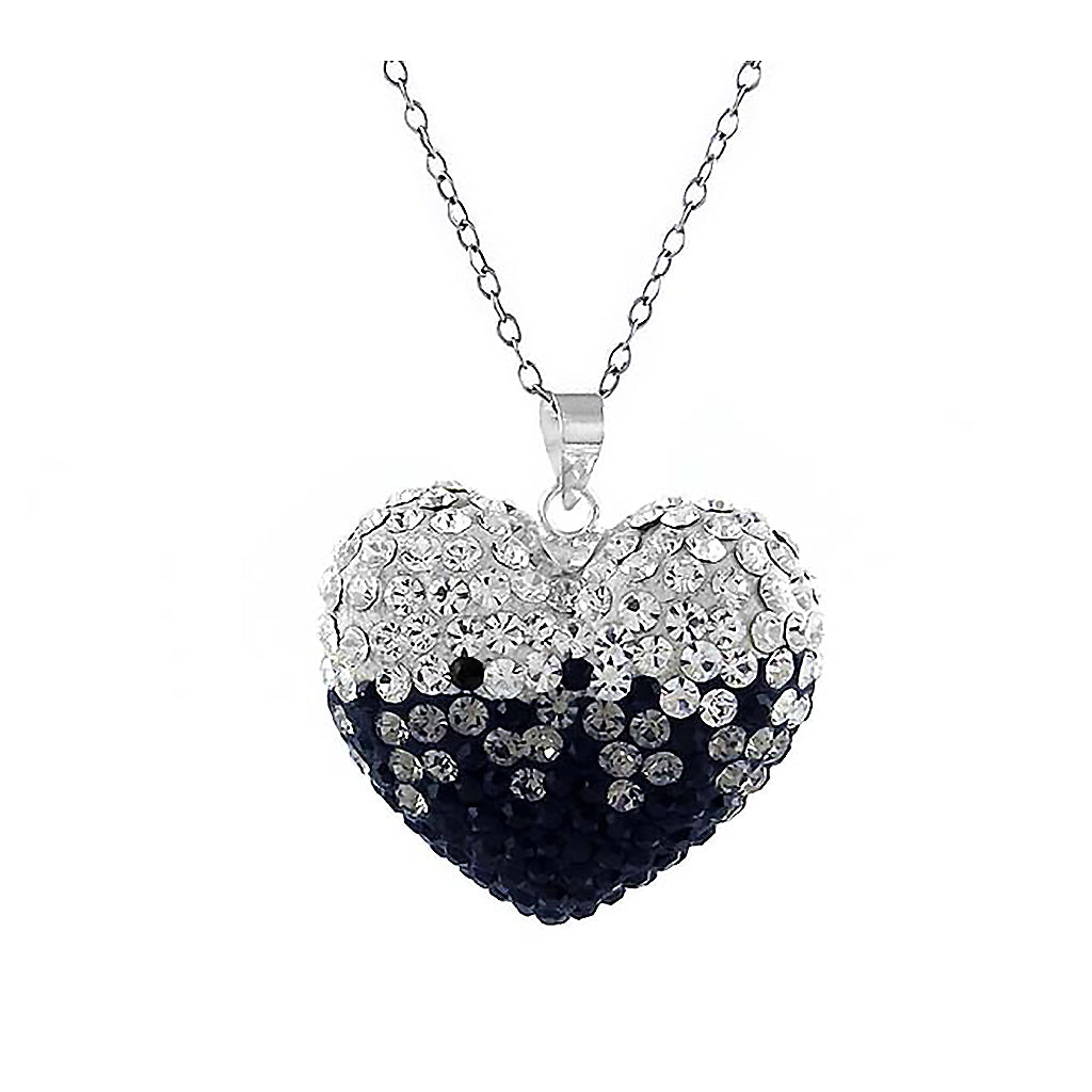 Sterling Silver Crystal Studded Heart Necklace