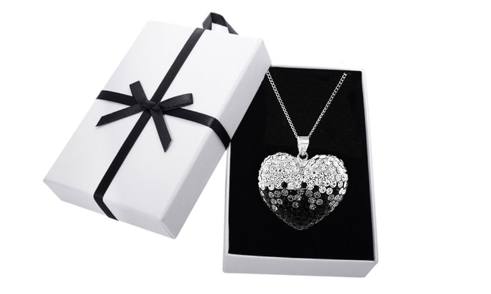 Sterling Silver Crystal Studded Heart Necklace