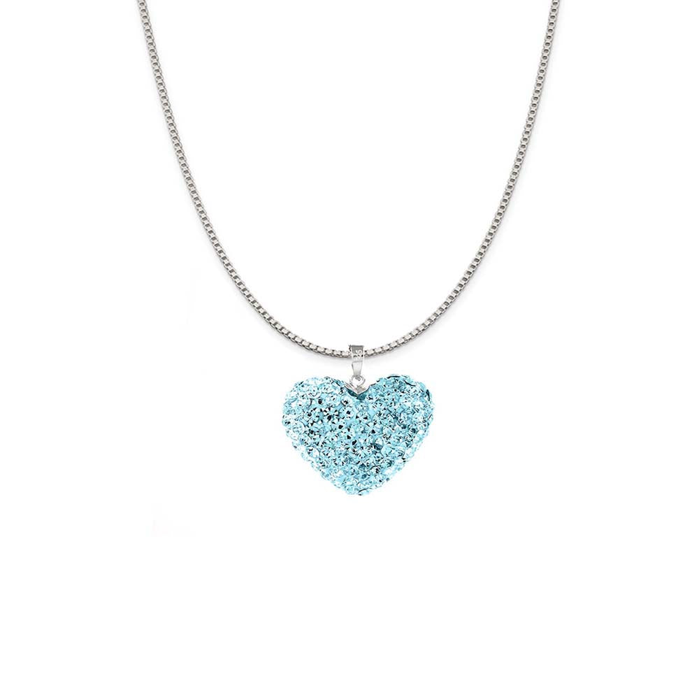 Sterling Silver Crystal Studded Heart Necklace