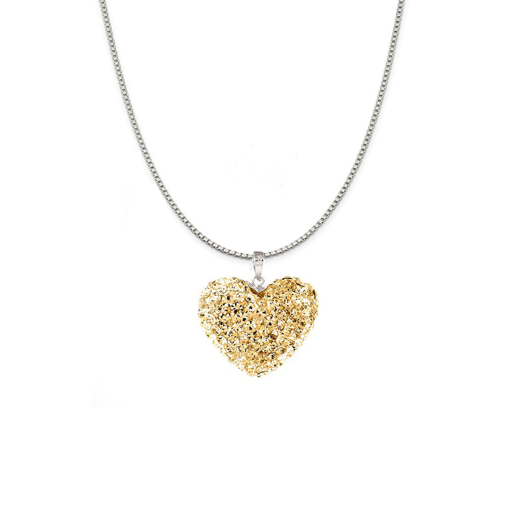 Sterling Silver Crystal Studded Heart Necklace