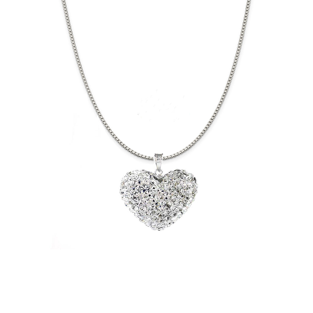 Sterling Silver Crystal Studded Heart Necklace