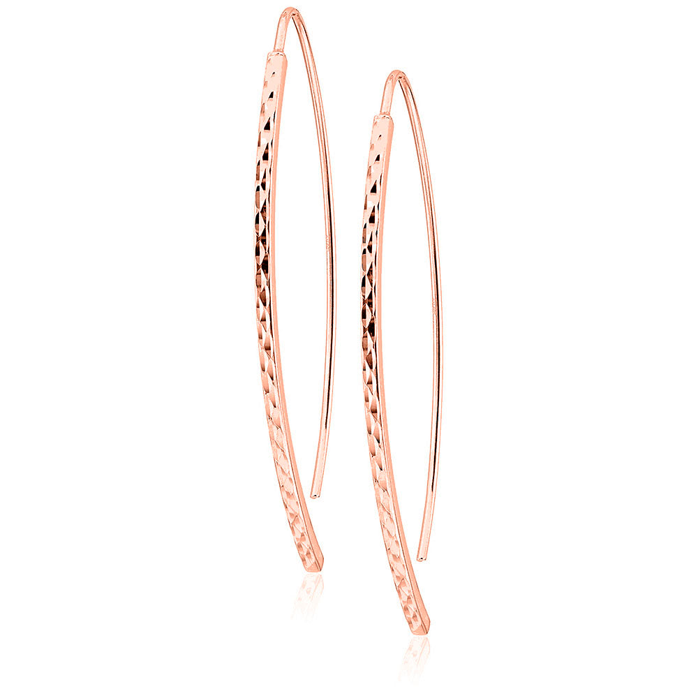 Italian Sterling Silver Threader Bar Drop Earrings – Yellow Gold & Rose Gold Options