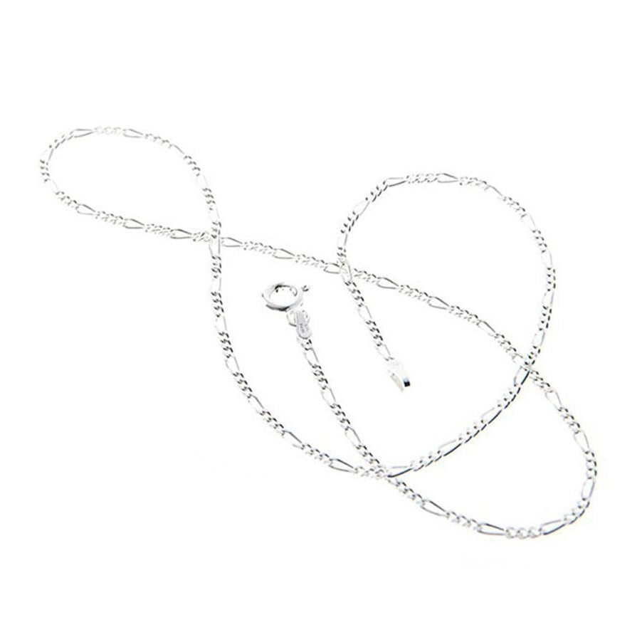 Figaro Chain Necklace in Sterling Silver, Gold, or Rose Gold