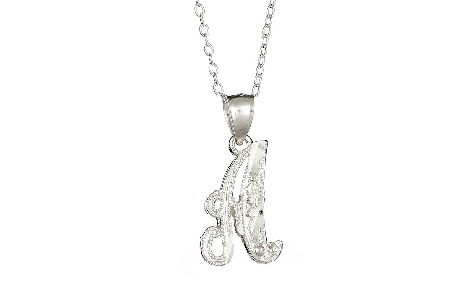 Sterling Silver Diamond-Cut Initial Necklace