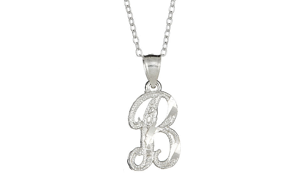 Sterling Silver Diamond-Cut Initial Necklace