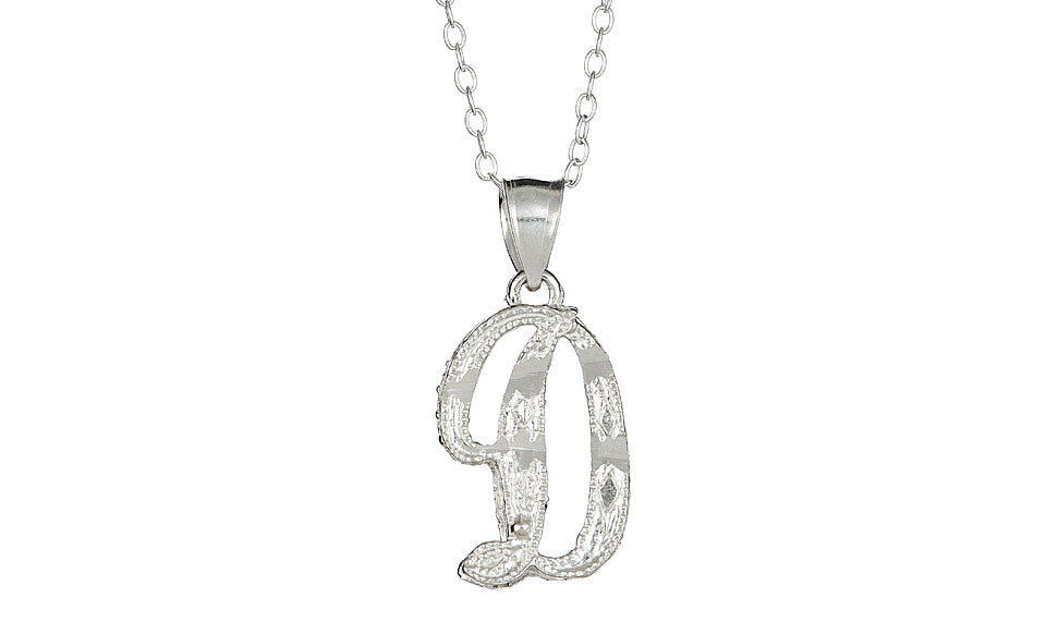 Sterling Silver Diamond-Cut Initial Necklace