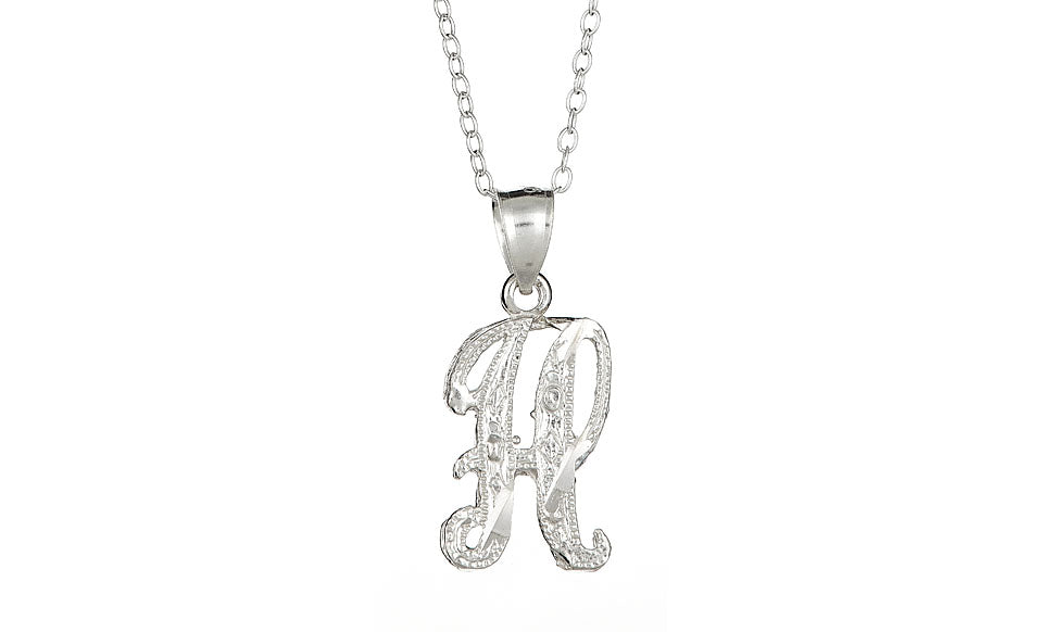 Sterling Silver Diamond-Cut Initial Necklace