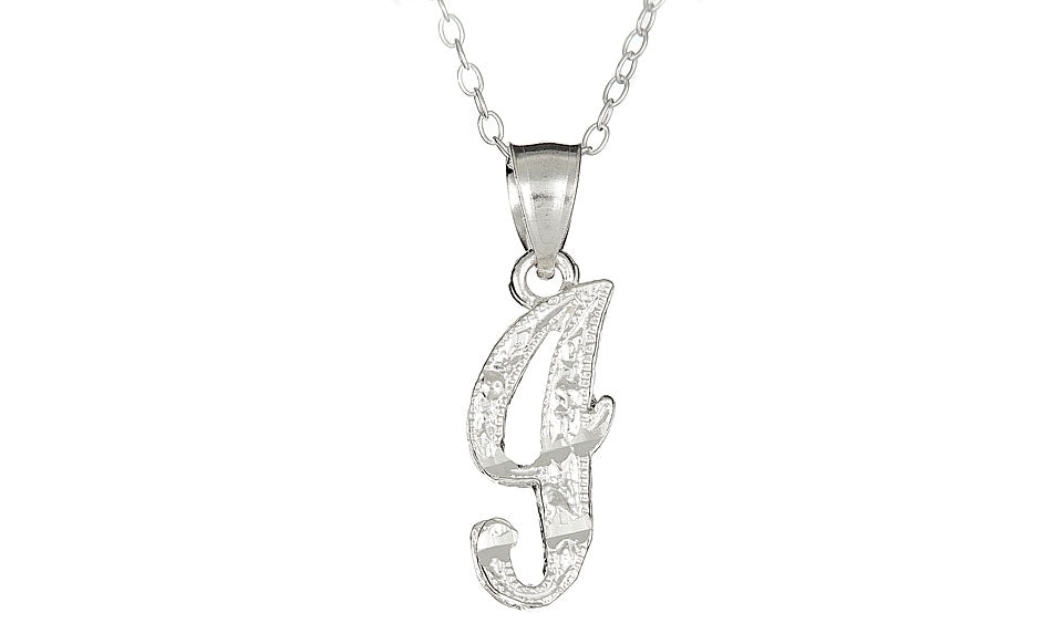 Sterling Silver Diamond-Cut Initial Necklace