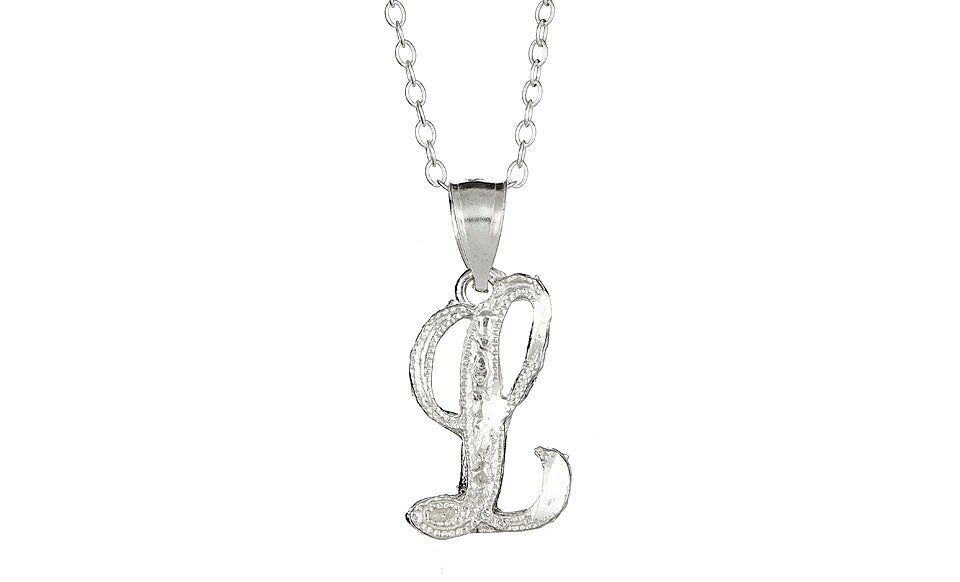 Sterling Silver Diamond-Cut Initial Necklace