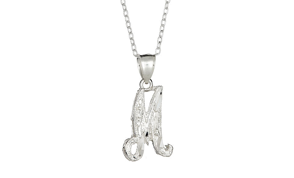 Sterling Silver Diamond-Cut Initial Necklace