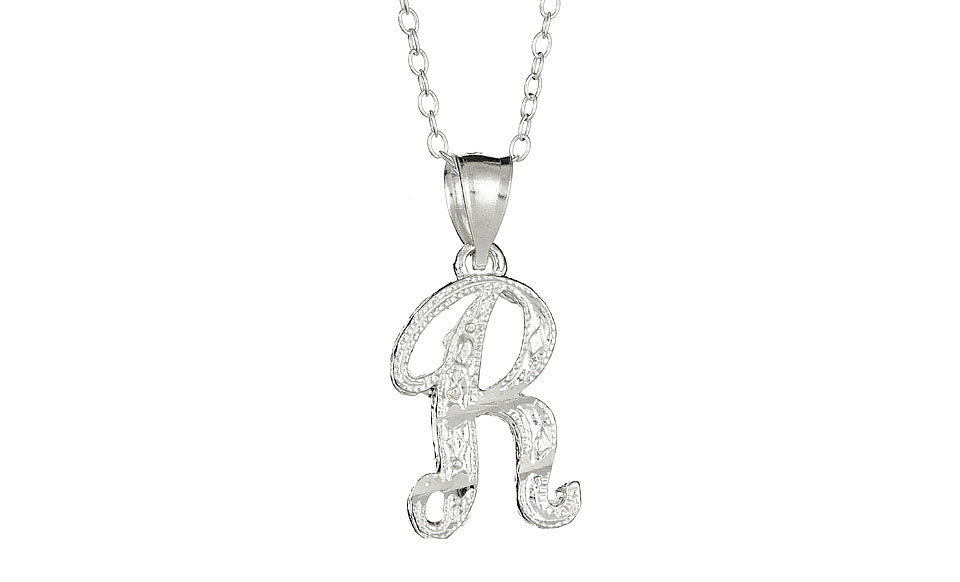 Sterling Silver Diamond-Cut Initial Necklace