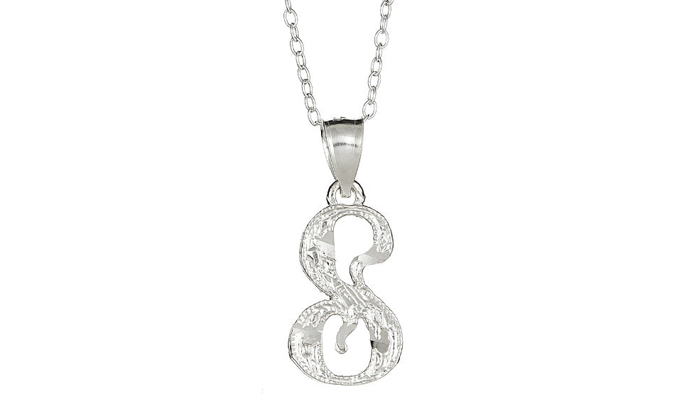 Sterling Silver Diamond-Cut Initial Necklace