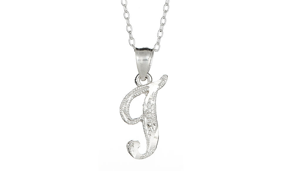 Sterling Silver Diamond-Cut Initial Necklace