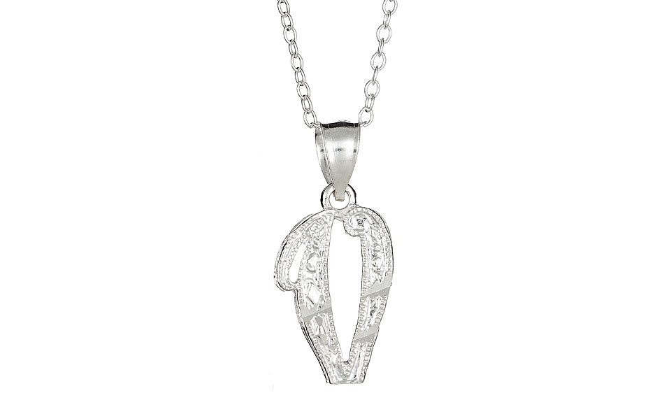 Sterling Silver Diamond-Cut Initial Necklace