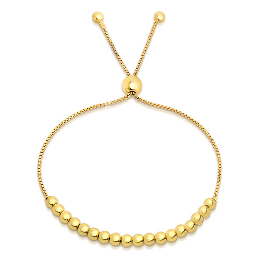 Italian Sterling Silver Adjustable Beaded Bracelet