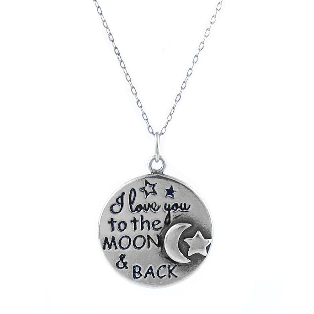 Italian Sterling Silver "I Love You To The Moon & Back" Necklace