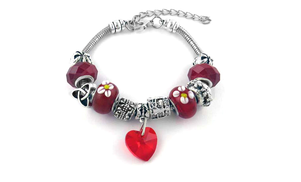 Crystal Heart Charm Bracelet