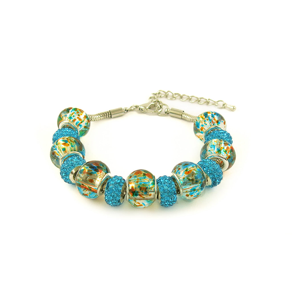 Genuine Murano Bead And Crystal Charm Bracelets