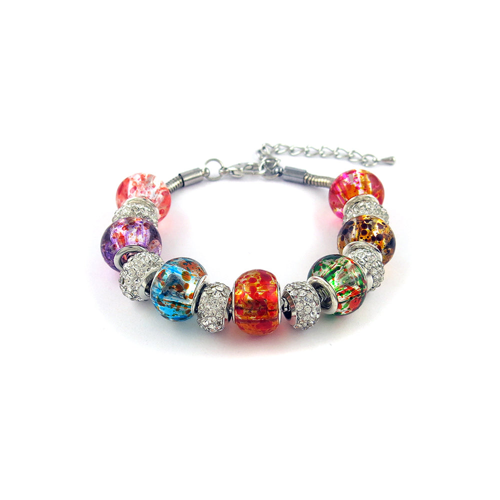 Genuine Murano Bead And Crystal Charm Bracelets