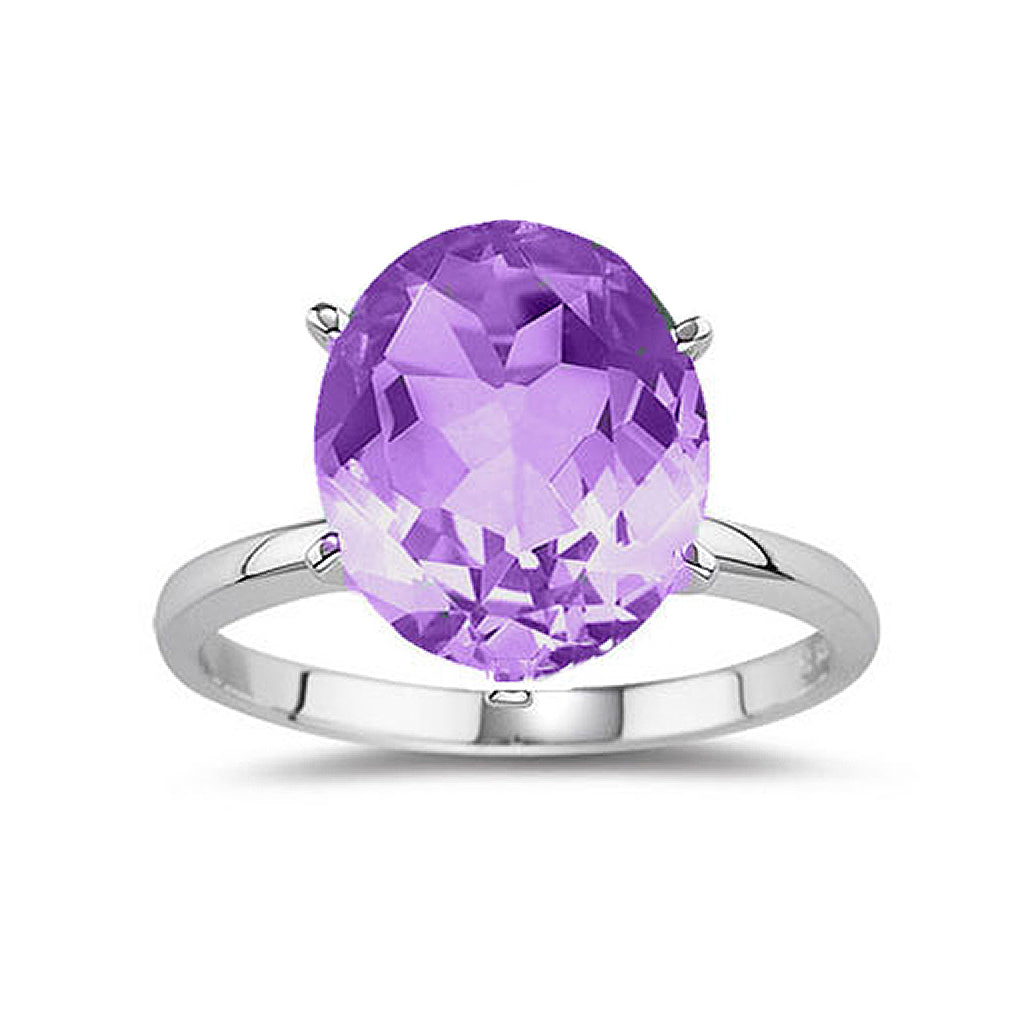 5.0 CTW Genuine Oval Cut Gemstone Ring in Sterling Silver