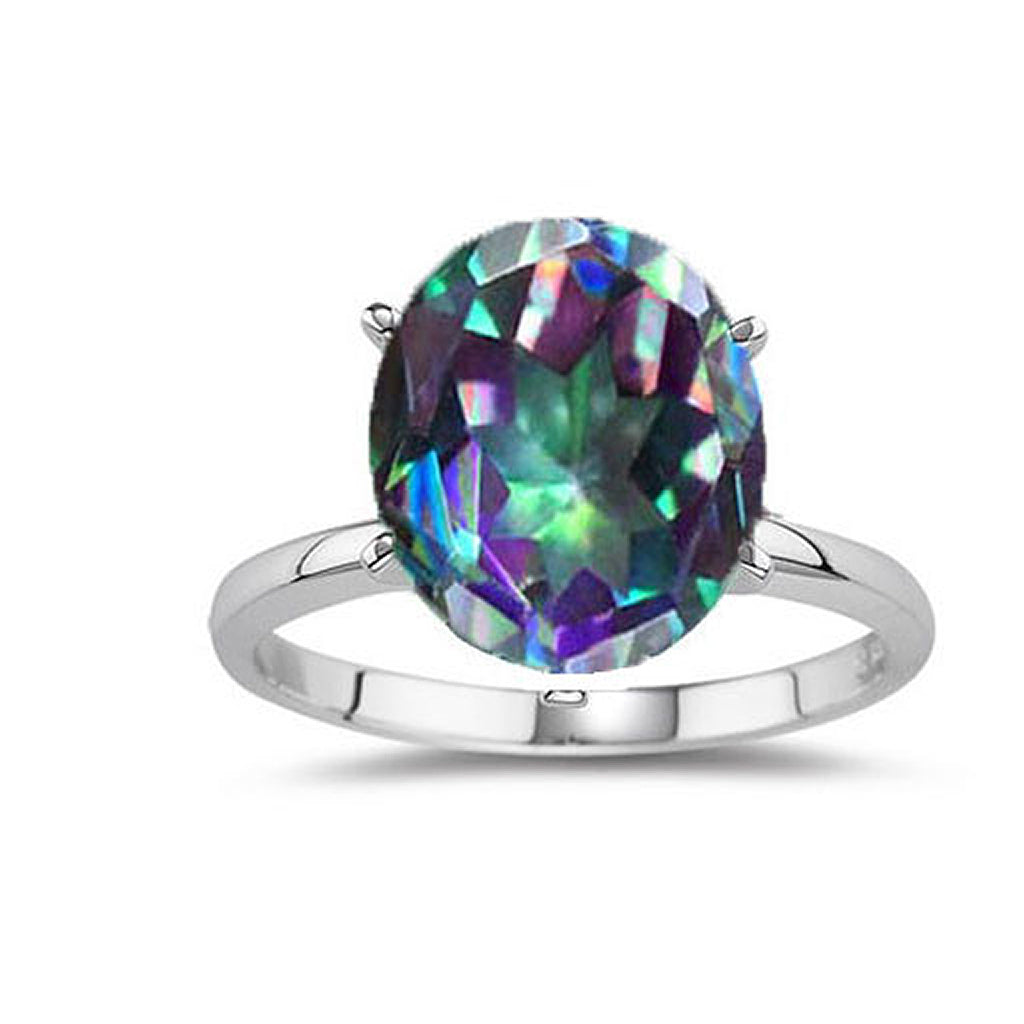 5.0 CTW Genuine Oval Cut Gemstone Ring in Sterling Silver