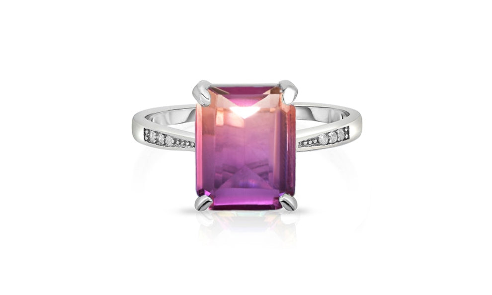 4.00 CTW Genuine Emerald Cut Ring in Sterling Silver
